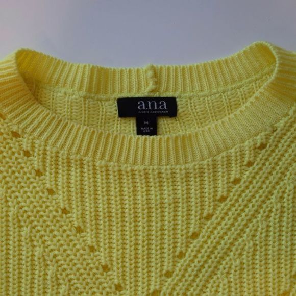 A.N.A BRIGHT YELLOW PERFORATED KNIT SWEATER - Picture 7 of 8